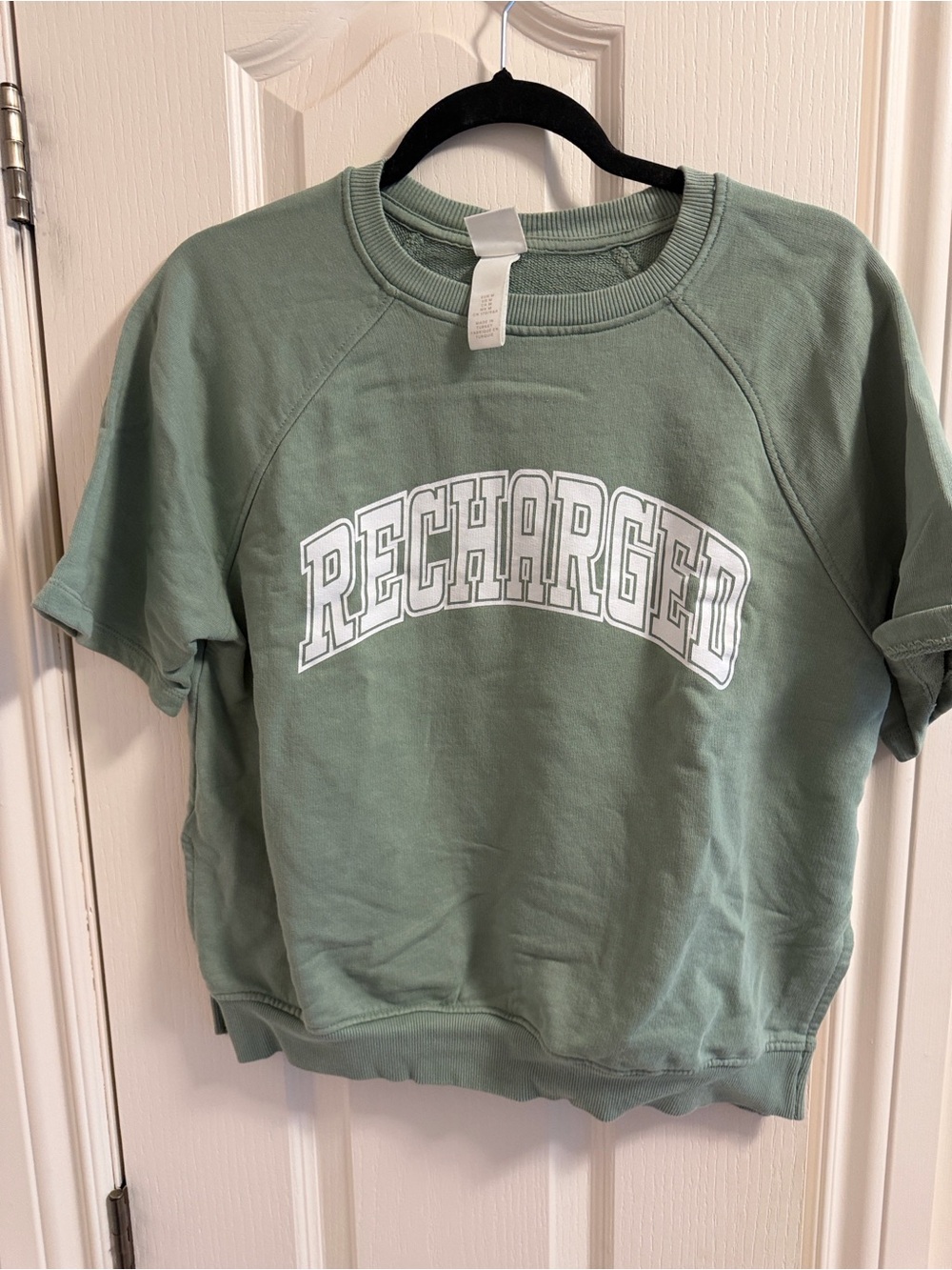 H&M Sage Green Sweatshirt with White Chest Print